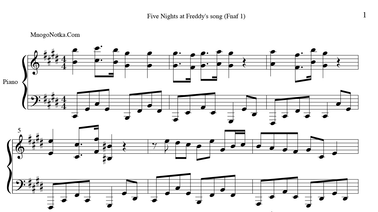 Fnaf песня текст. ФНАФ Ноты для фортепиано. Ноты пять ночей с Фредди на пианино. Ноты песни ФНАФ. FNAF Ноты для фортепиано.